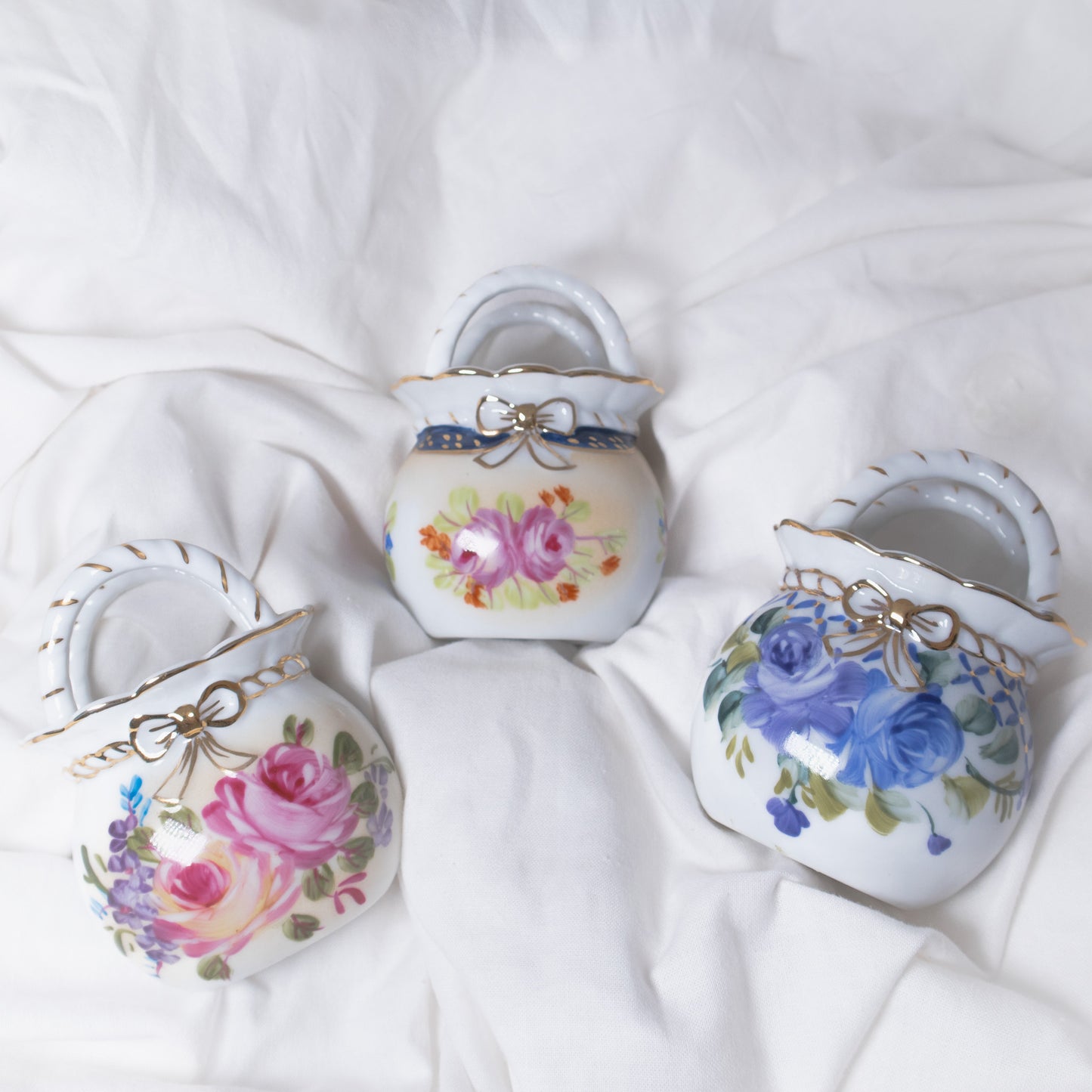 Mini Porcelain Floral Basket