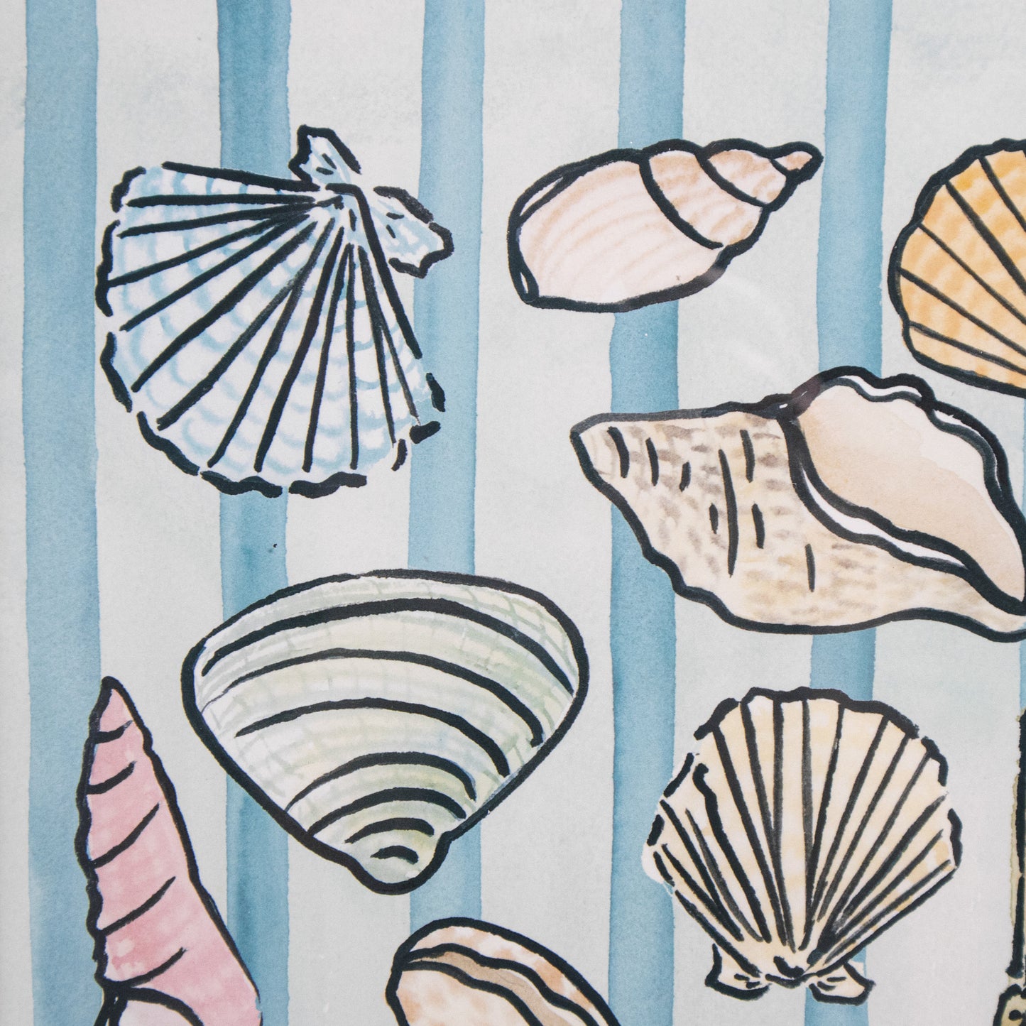 Shells And Stripes Wall Art Print