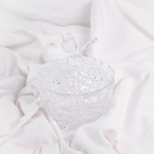 Quilted Glass Butterfly Trinket Box