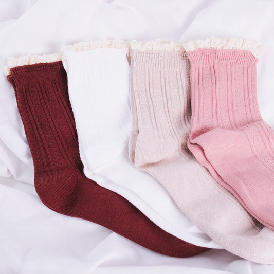 Ruffle Lace Knit Socks