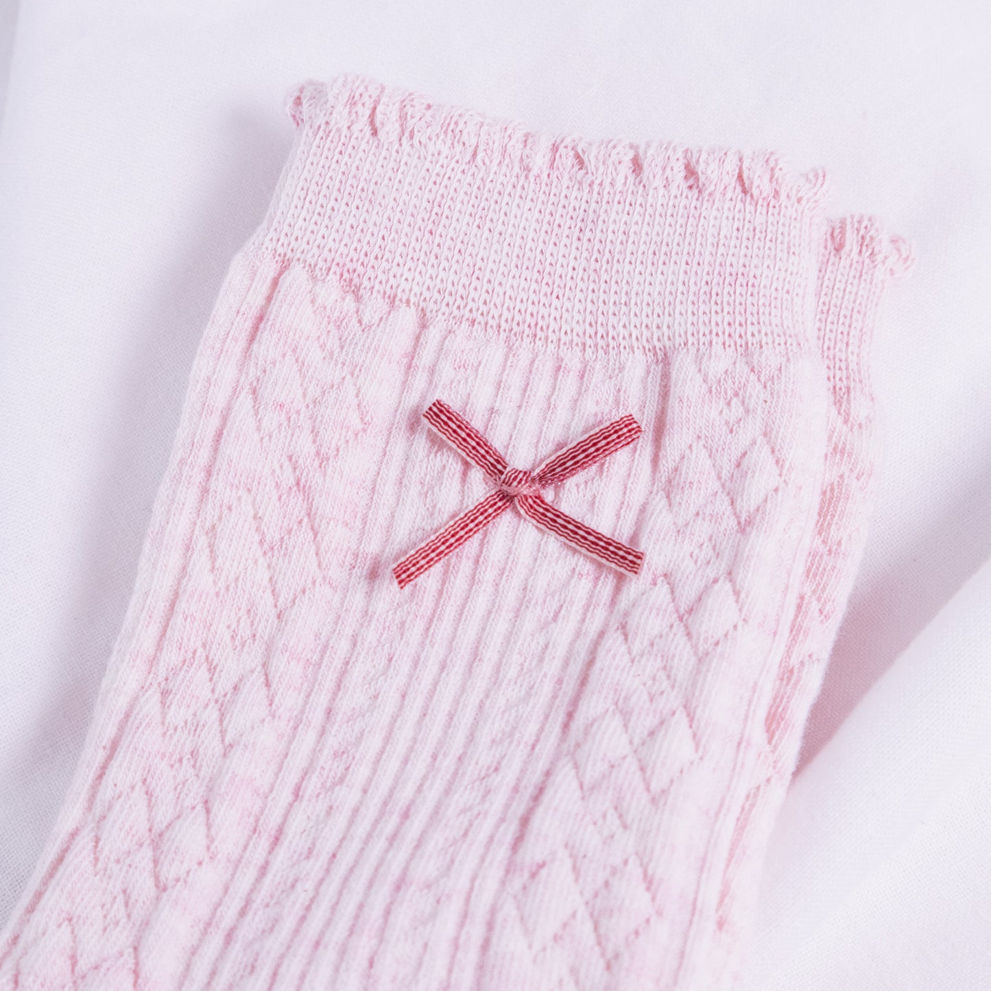 Pink Plaid Bow Socks