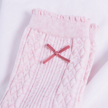 Pink Plaid Bow Socks