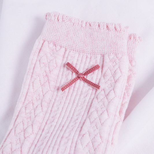 Pink Plaid Bow Socks