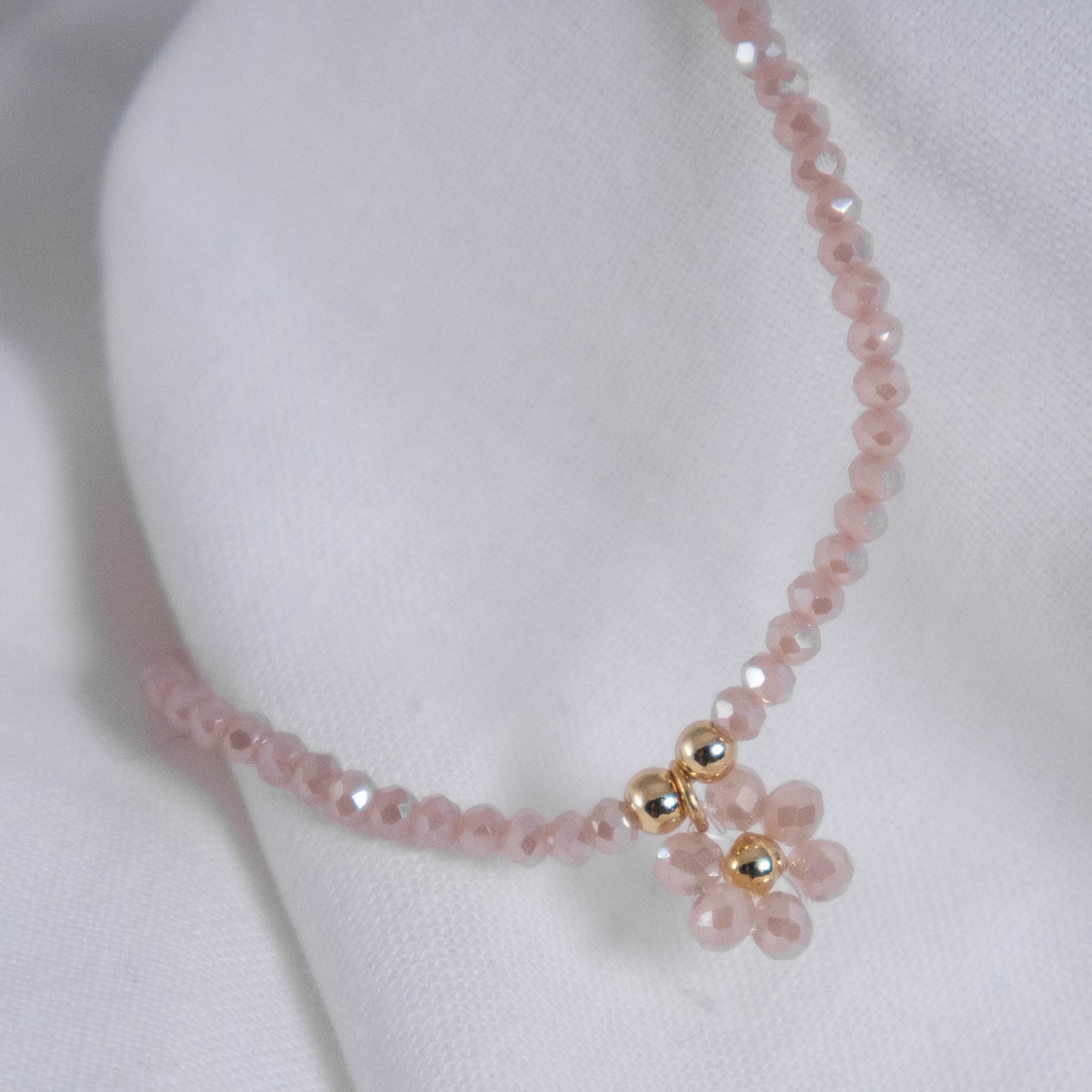 Pink Flower Bead Bracelet