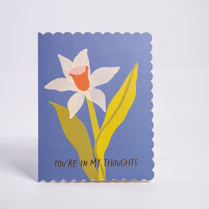 Scalloped Floral Thinking Of You Greeting Card
