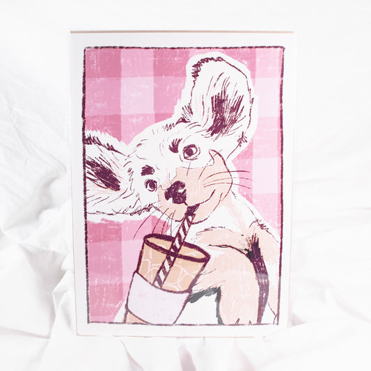 Dachshund Drinking Coffee Wall Art Print