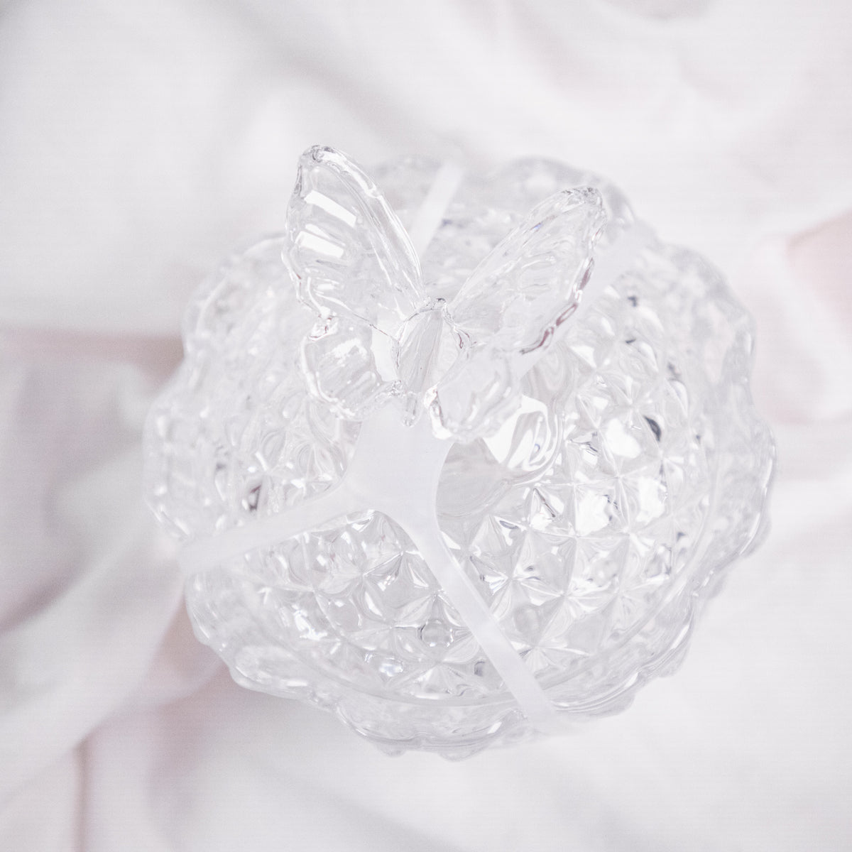 Quilted Glass Butterfly Trinket Box