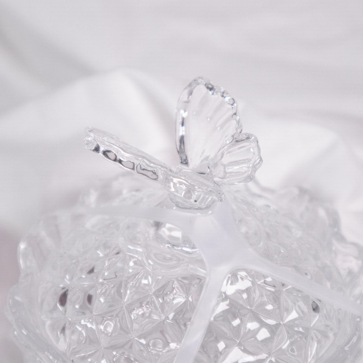 Quilted Glass Butterfly Trinket Box
