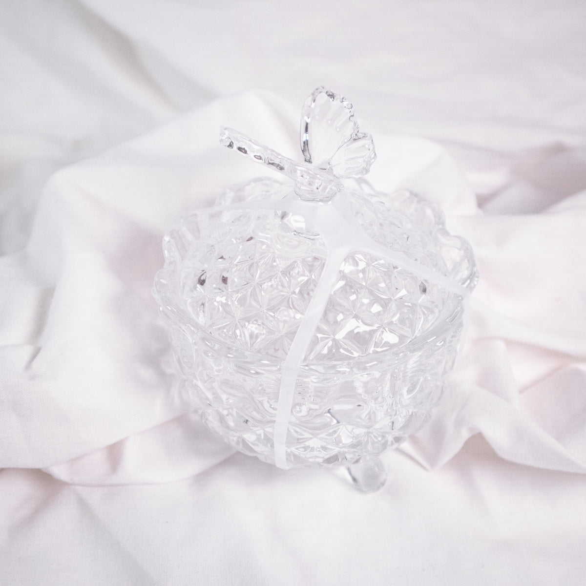 Quilted Glass Butterfly Trinket Box