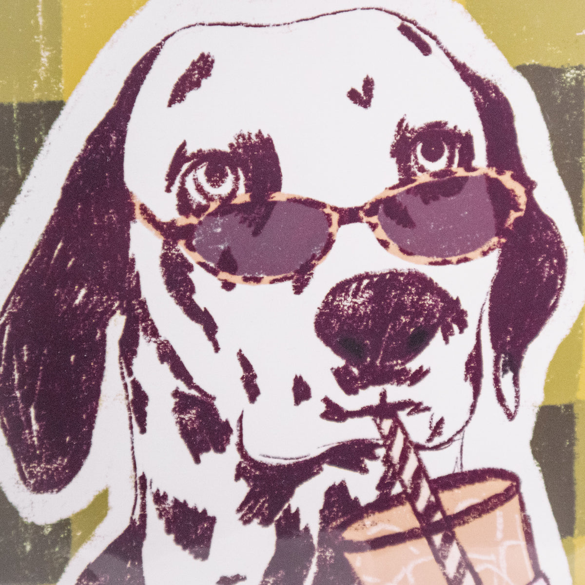 Dalmatian Drinking Coffee Wall Art Print