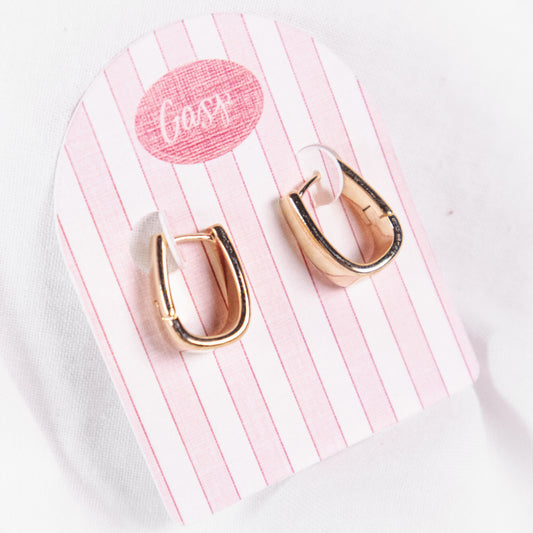 Polished Squared Oval Huggie Hoop Earrings