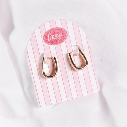 Polished Squared Oval Huggie Hoop Earrings