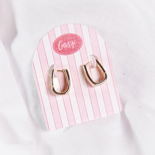 Polished Squared Oval Huggie Hoop Earrings