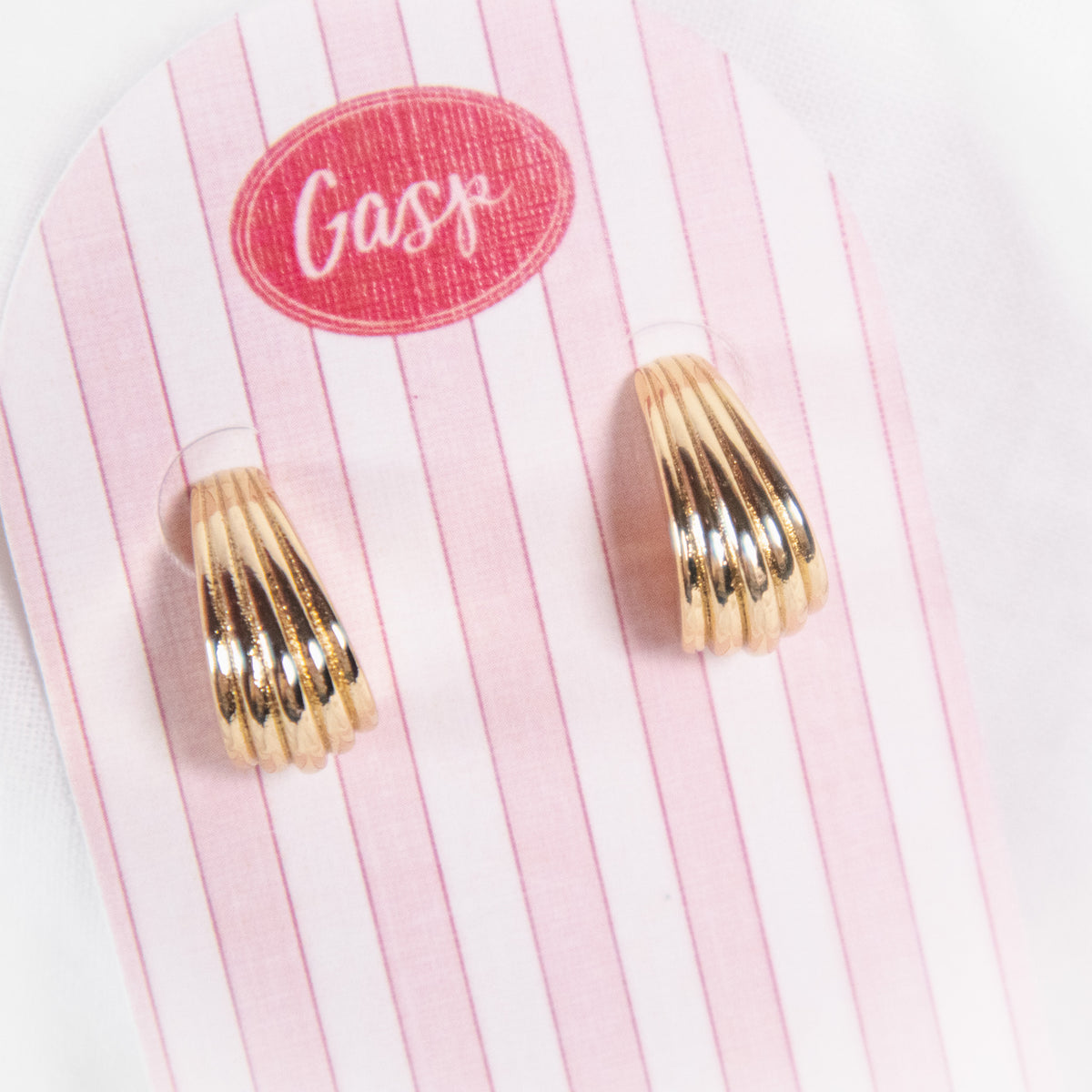 Ribbed Crescent Huggie Earrings