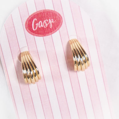 Ribbed Crescent Huggie Earrings