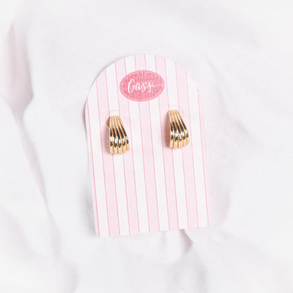 Ribbed Crescent Huggie Earrings