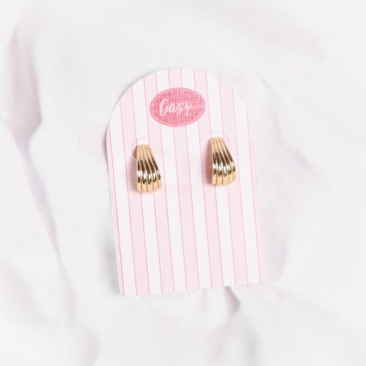 Ribbed Crescent Huggie Earrings
