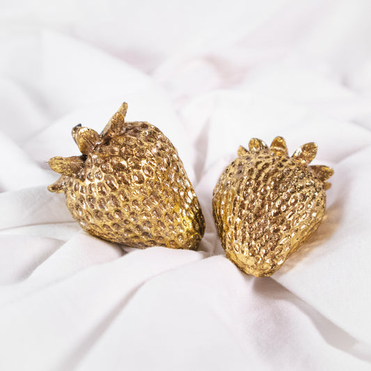 Set of Two Gold Strawberries