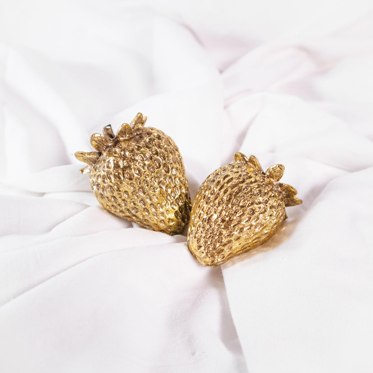 Set of Two Gold Strawberries