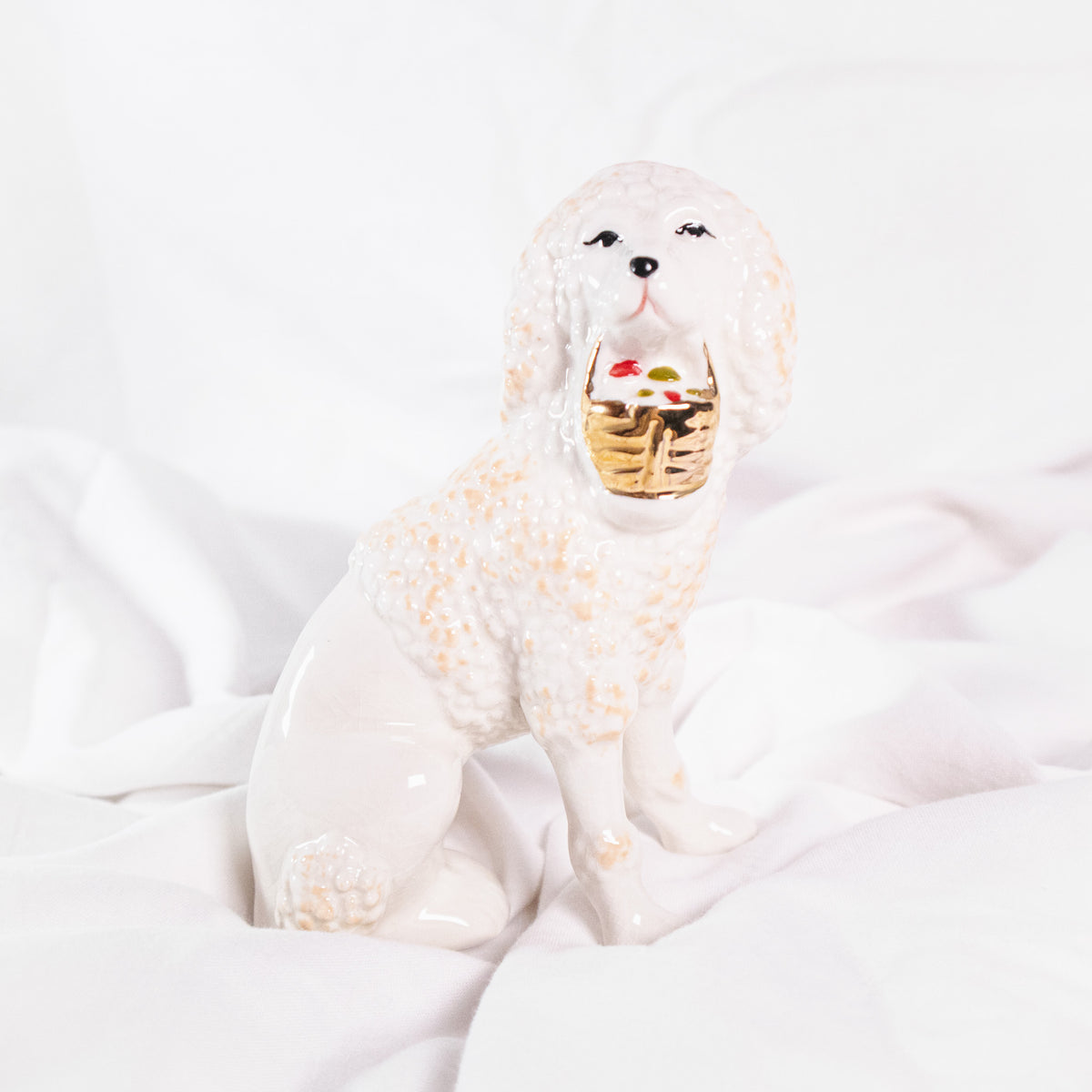 Poodle with Basket Figurine