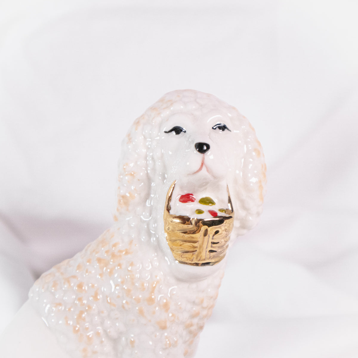 Poodle with Basket Figurine