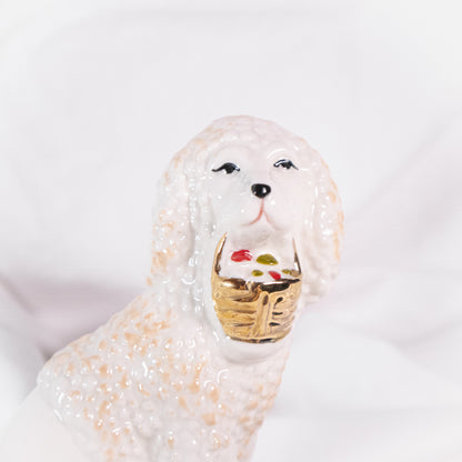 Poodle with Basket Figurine