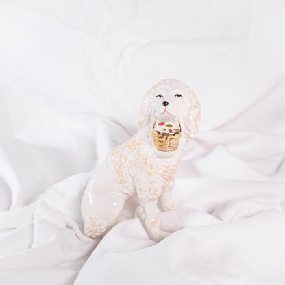 Poodle with Basket Figurine